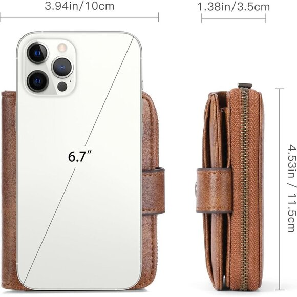 Women's Small Leather RFID Wallet Bifold Zipper Card Case with ID Window - Picture 4 of 11